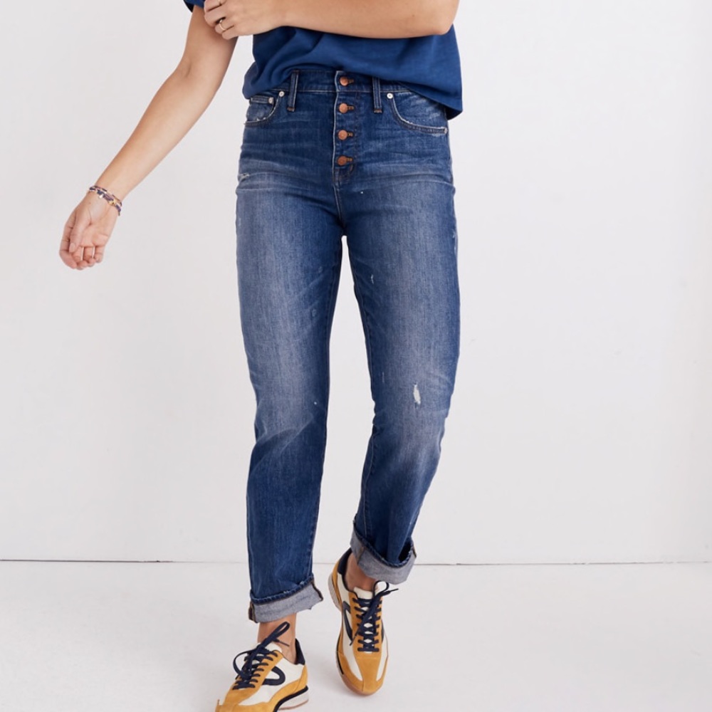 Madewell High-Rise Skinny Boyjean Button-Front